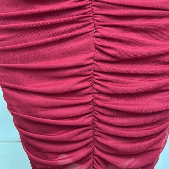 ASOS Design Nordstrom halter mesh ruched midi dress in red size 6 NWT - Picture 13 of 16